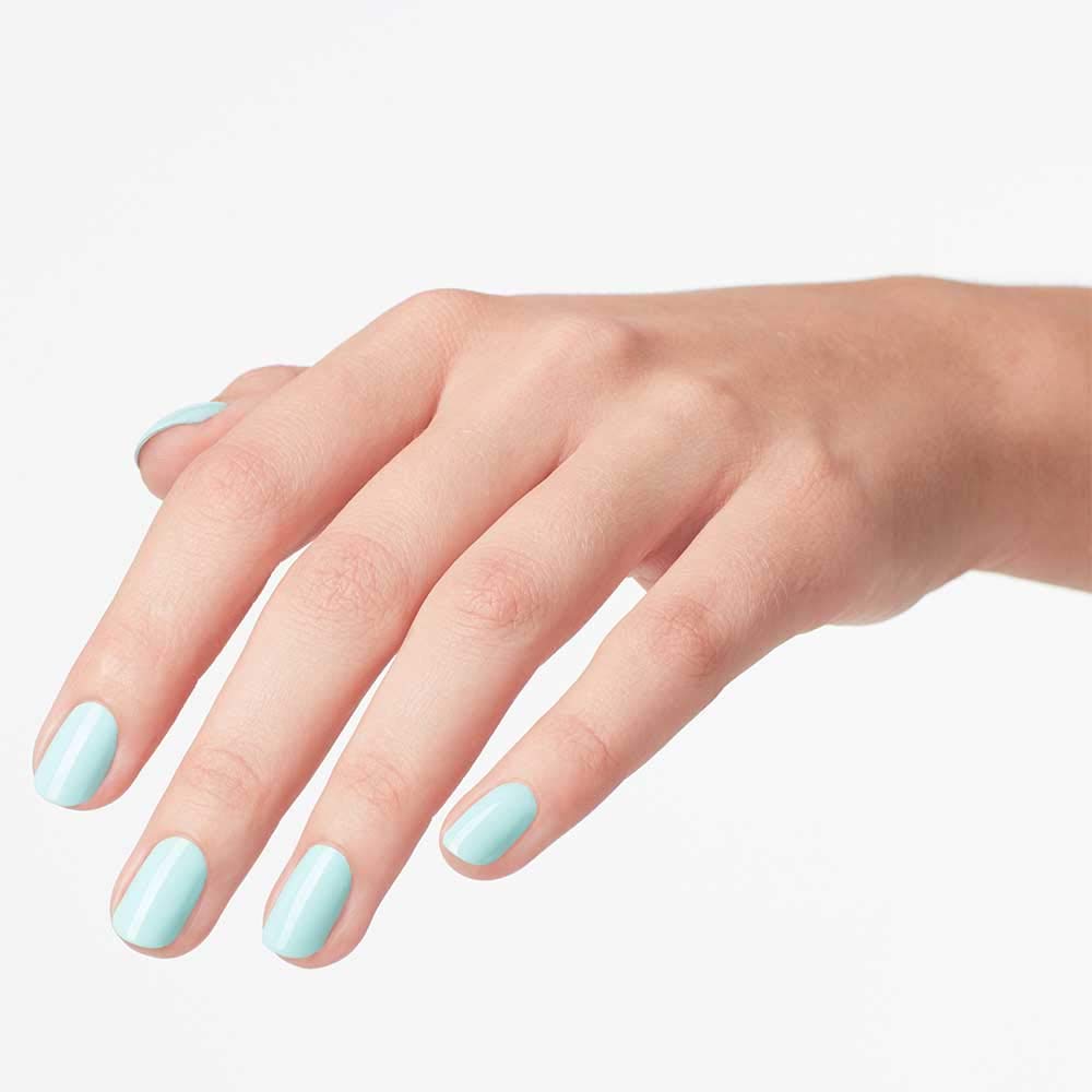 OPI Gelato on My Mind on nails during application showing pro-wide brush for even coats benefit
