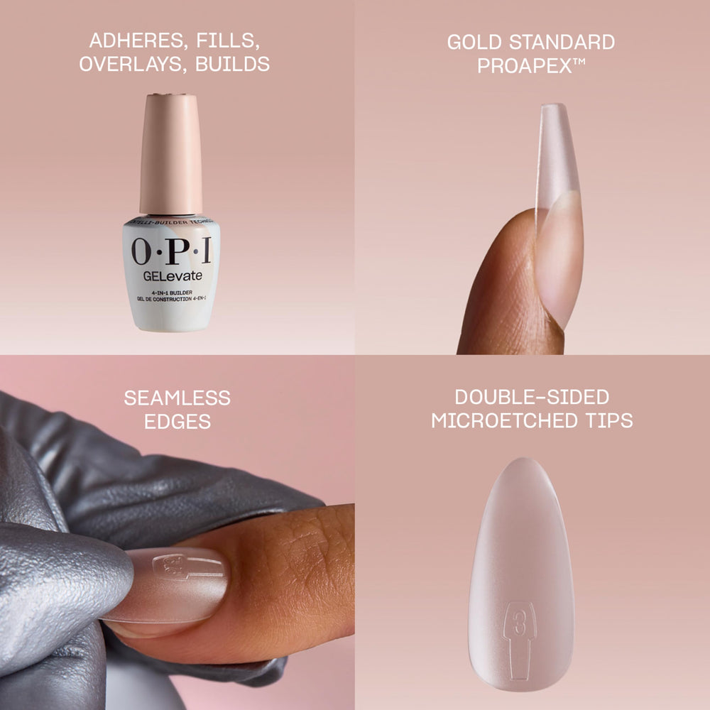OPI GELevate applied on nail extension showing strong adhesion benefit