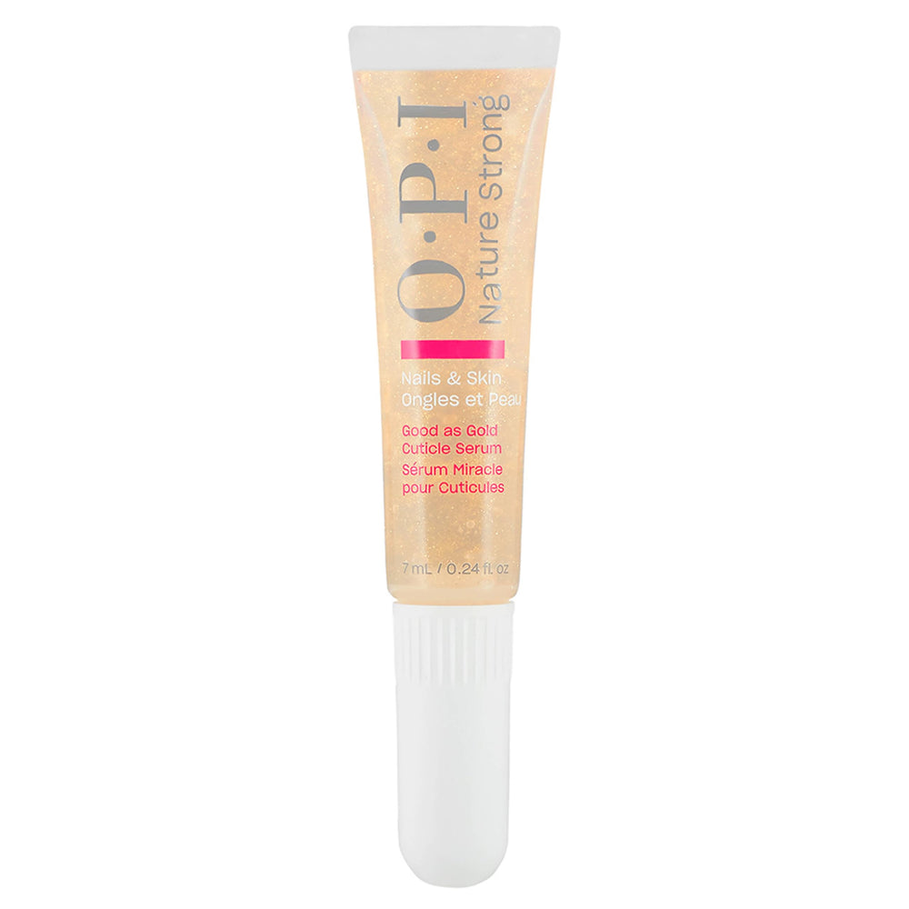 OPI Good as Gold front packaging showing product and size benefits