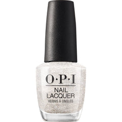 OPI bottle front view showing silver glitter polish and brand clarity benefit