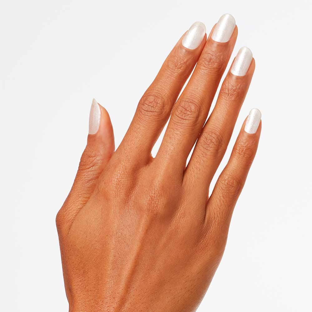 OPI layered over dark polish illustrating silver shimmer accent benefit