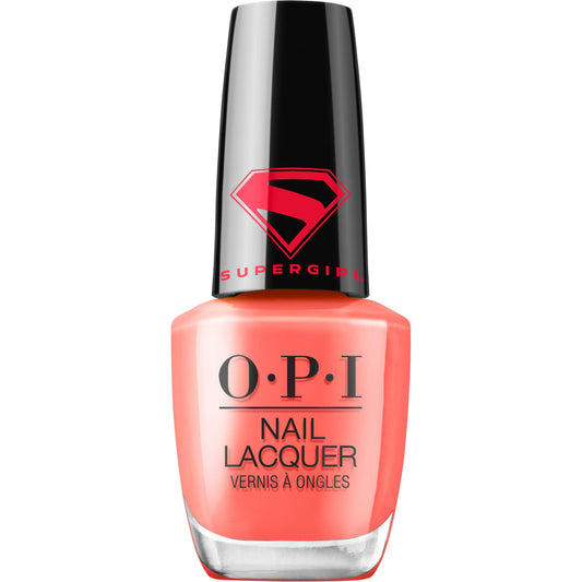 OPI Heat Vision front bottle shows bold warm coral and glossy finish benefit