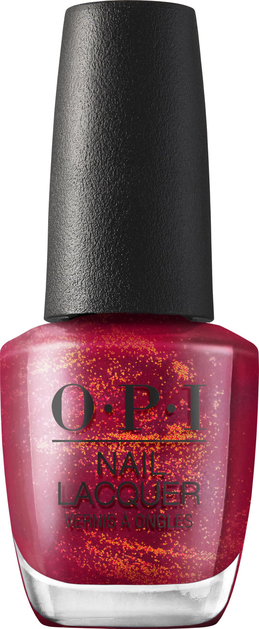 OPI bottle front view showing dark red pearl shade and salon-quality finish