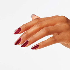 Manicure on model showcasing OPI color's professional glossy look
