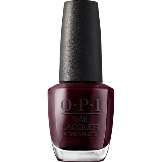 OPI bottle front view showing deep burgundy shade and brand polish benefit
