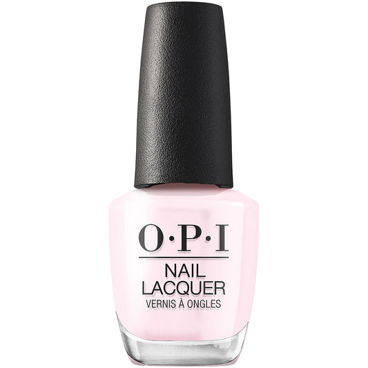 OPI bottle front view showing soft pink shade and glossy finish benefit