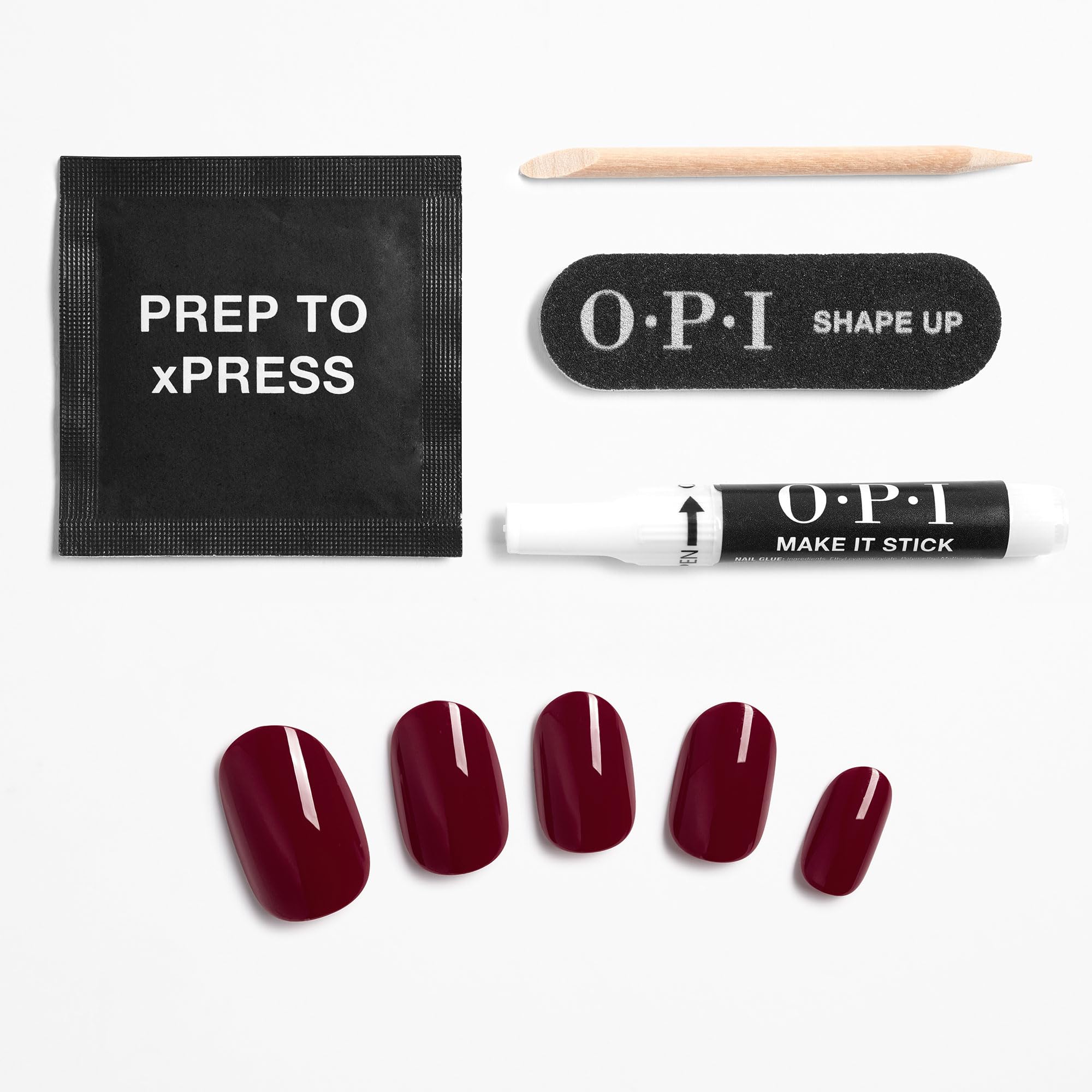 OPI short round Malaga Wine applied on a hand showing natural look and everyday wear