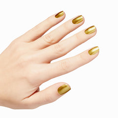 OPI Metallic Rewind painted on natural nails in studio lighting benefit: shows long-lasting opaque look