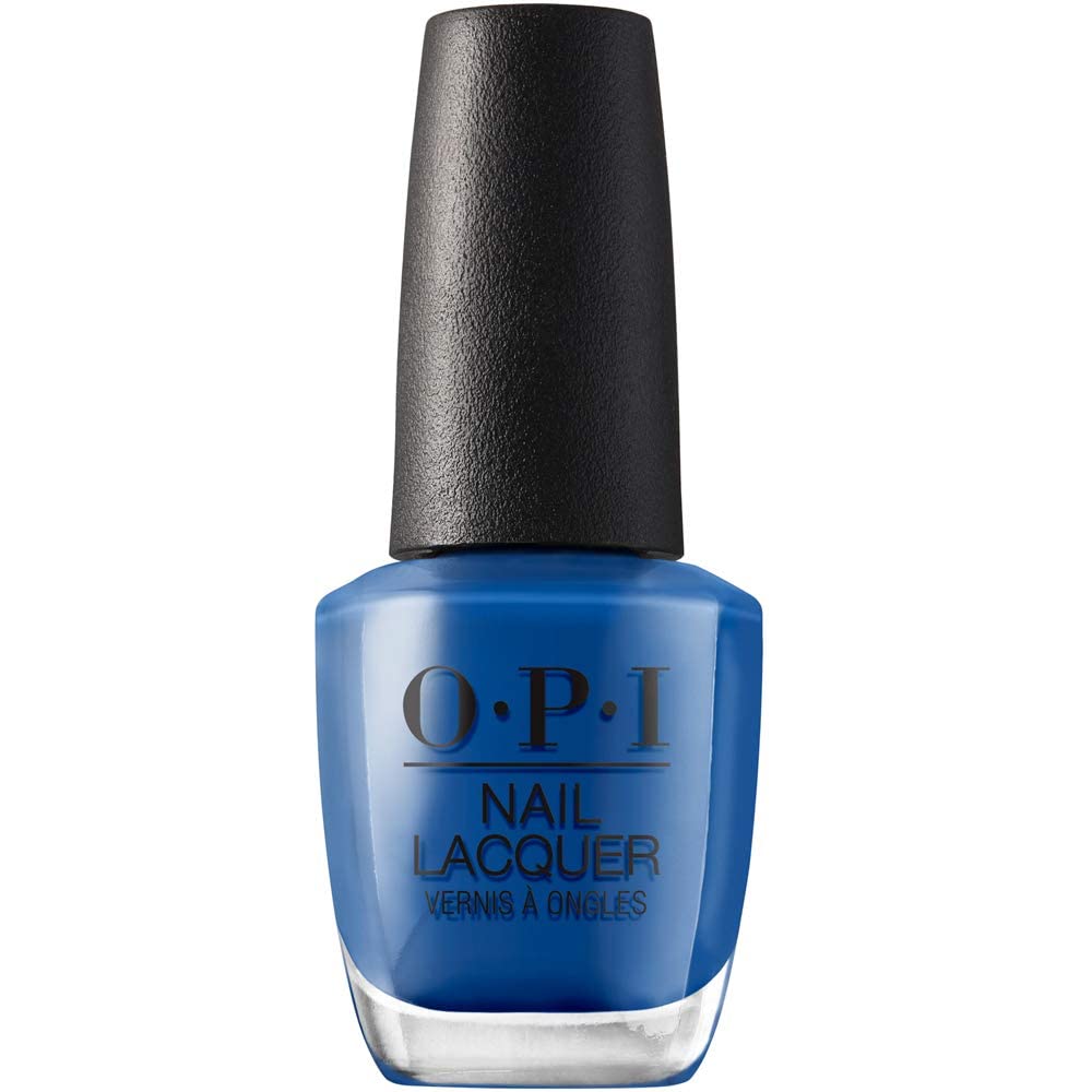 OPI front bottle shot showing bright blue crème and glossy finish for confident color