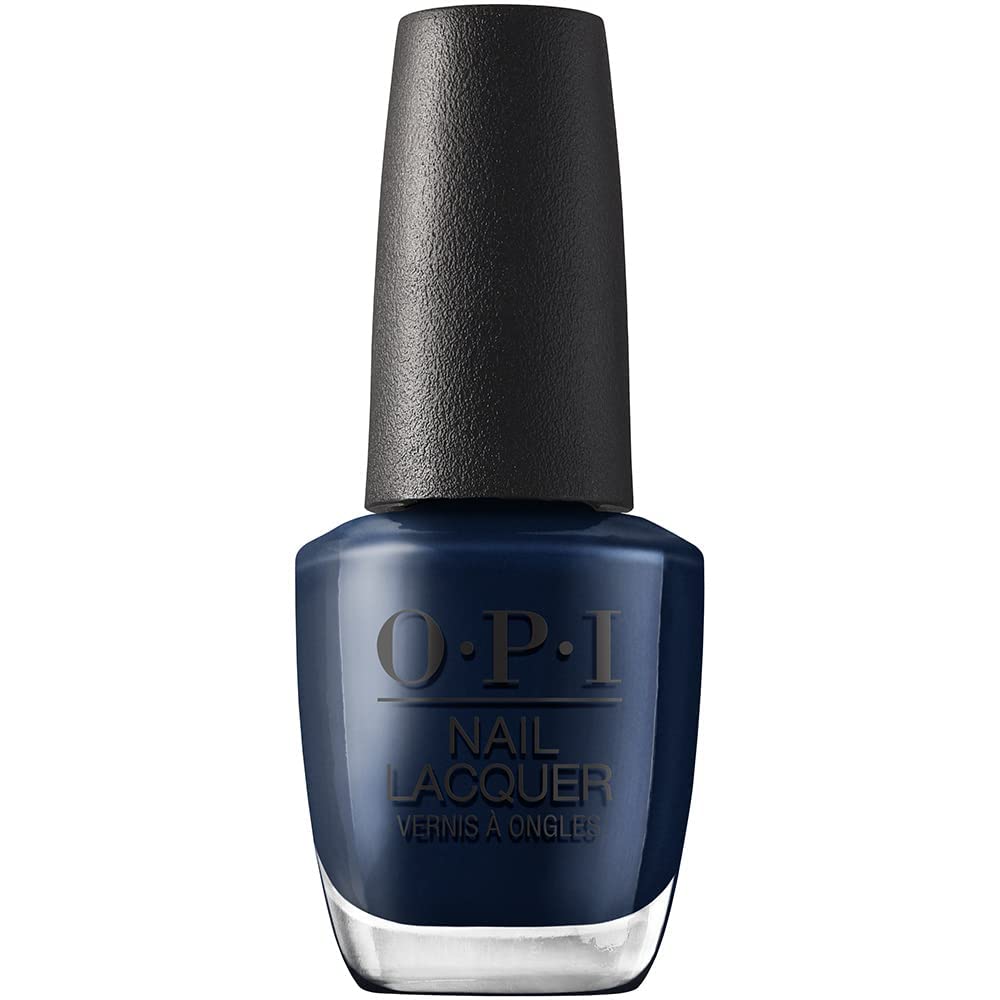 OPI bottle front view showing deep navy shade and clean packaging benefit