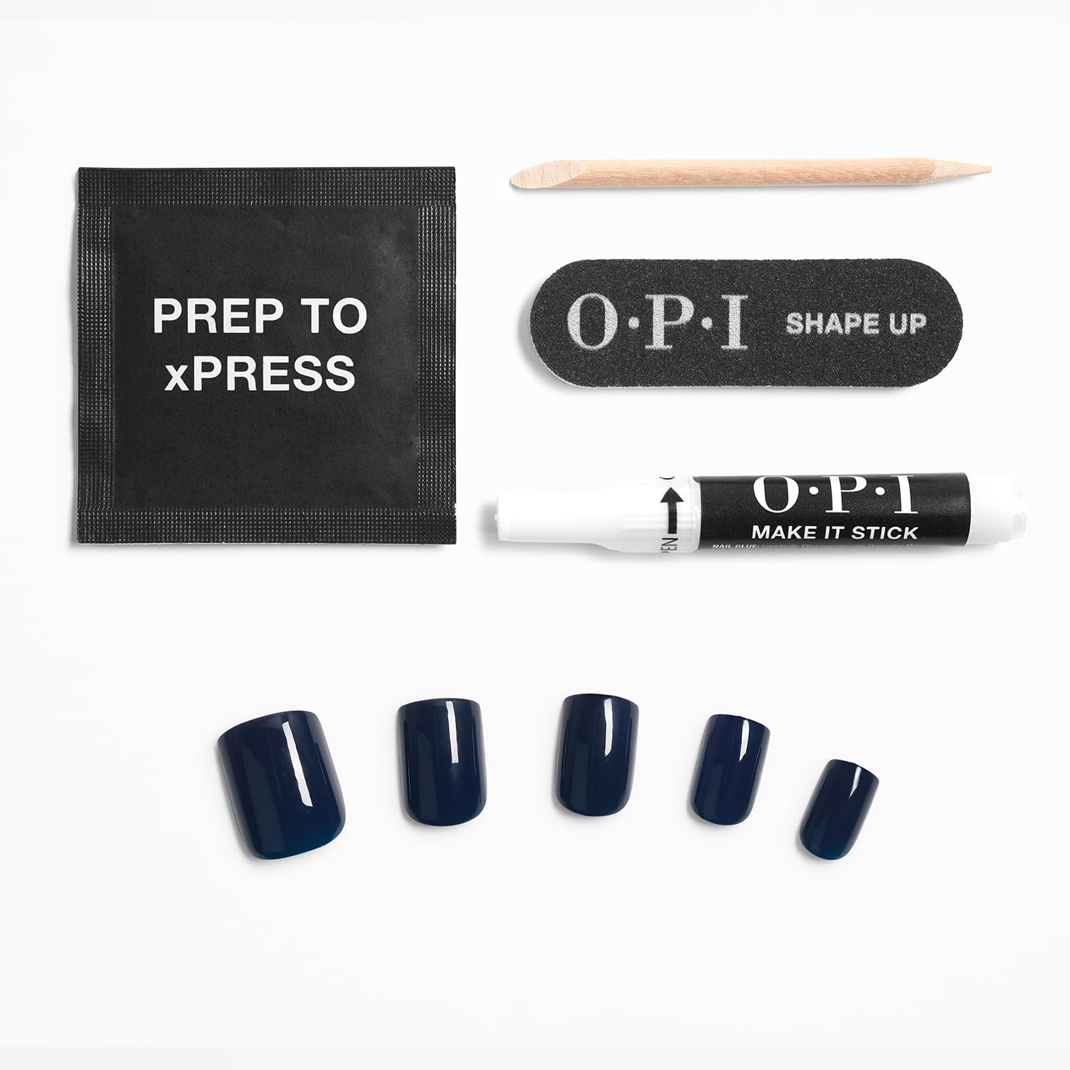 OPI Midnight Mantra packaging label showing brand and convenient included glue
