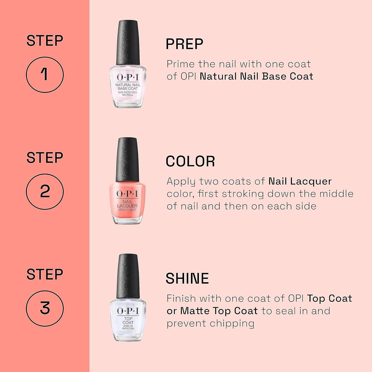 OPI nails reflecting light to show high-shine top coat benefit