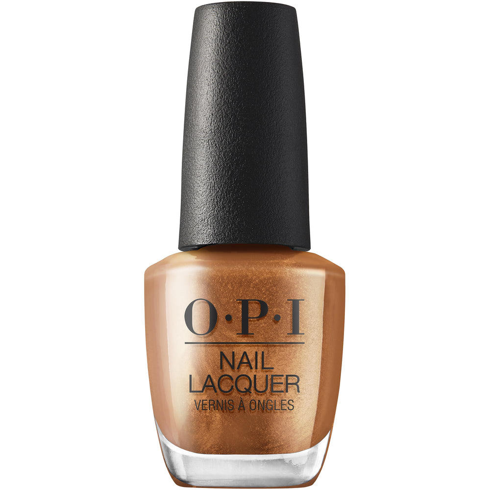 OPI Millennium Mocha front bottle showing label and polish color benefits long-wear