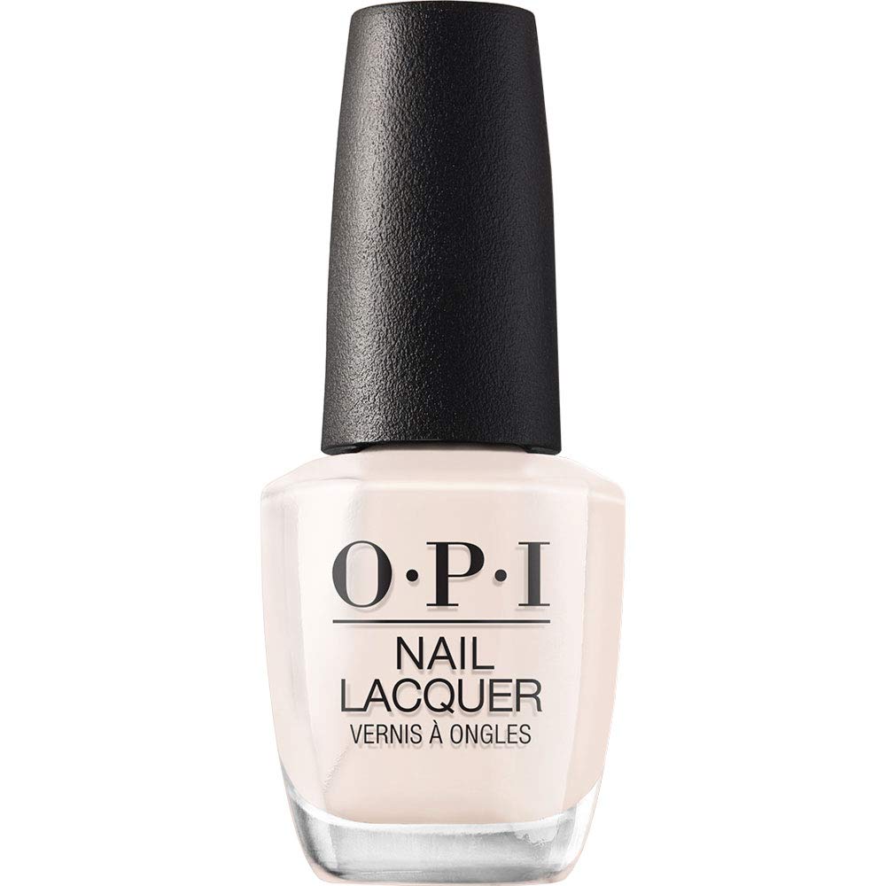 OPI bottle front view showing creamy beige polish and brand label for reliable shade selection