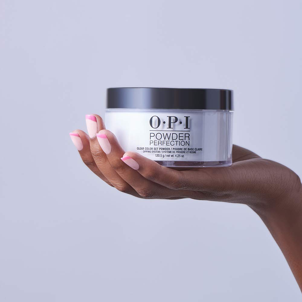 OPI nail length extension with clear powder offering reinforced tips