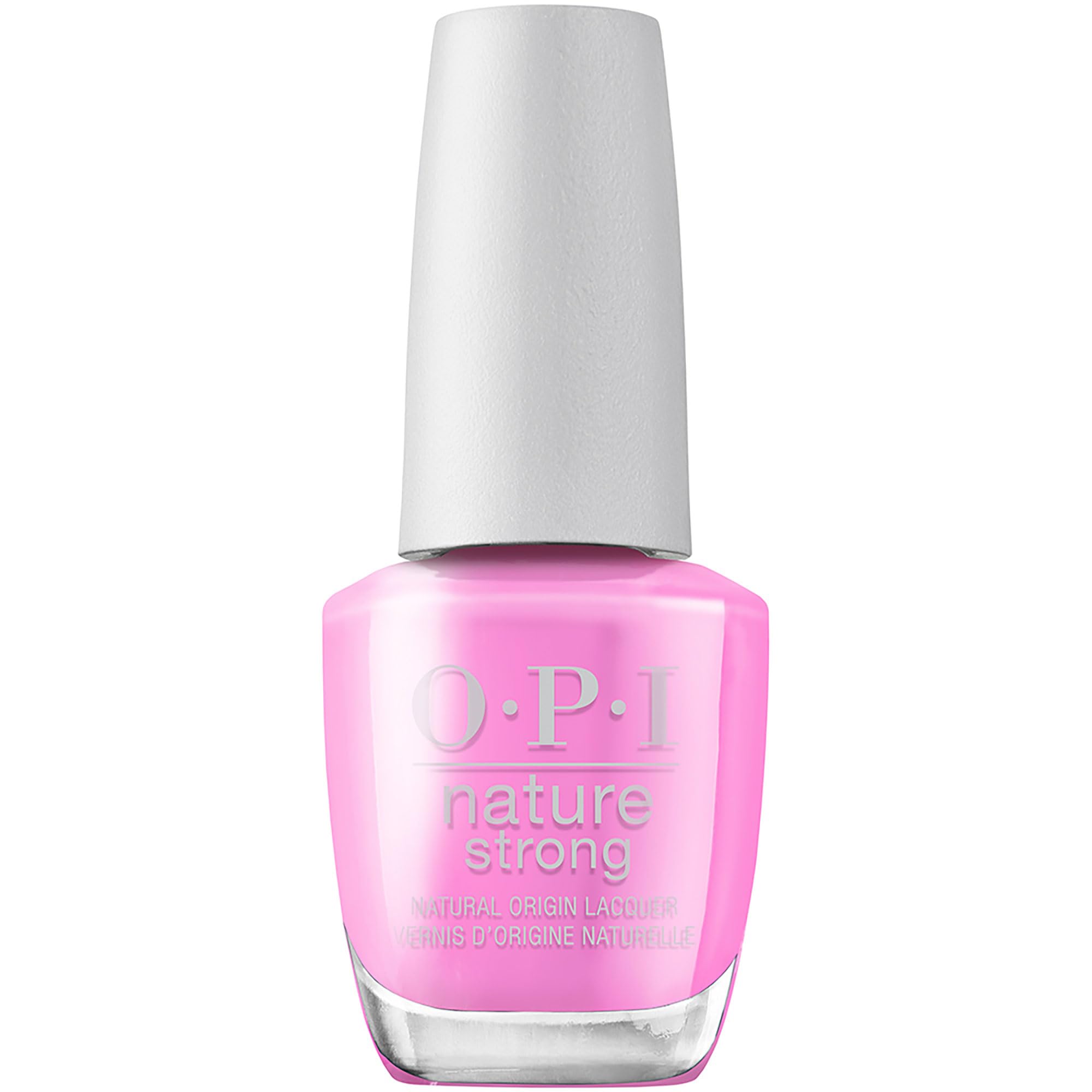 OPI Nature Strong Emflowered front bottle showing bright pink color and clean branding benefit vibrant look