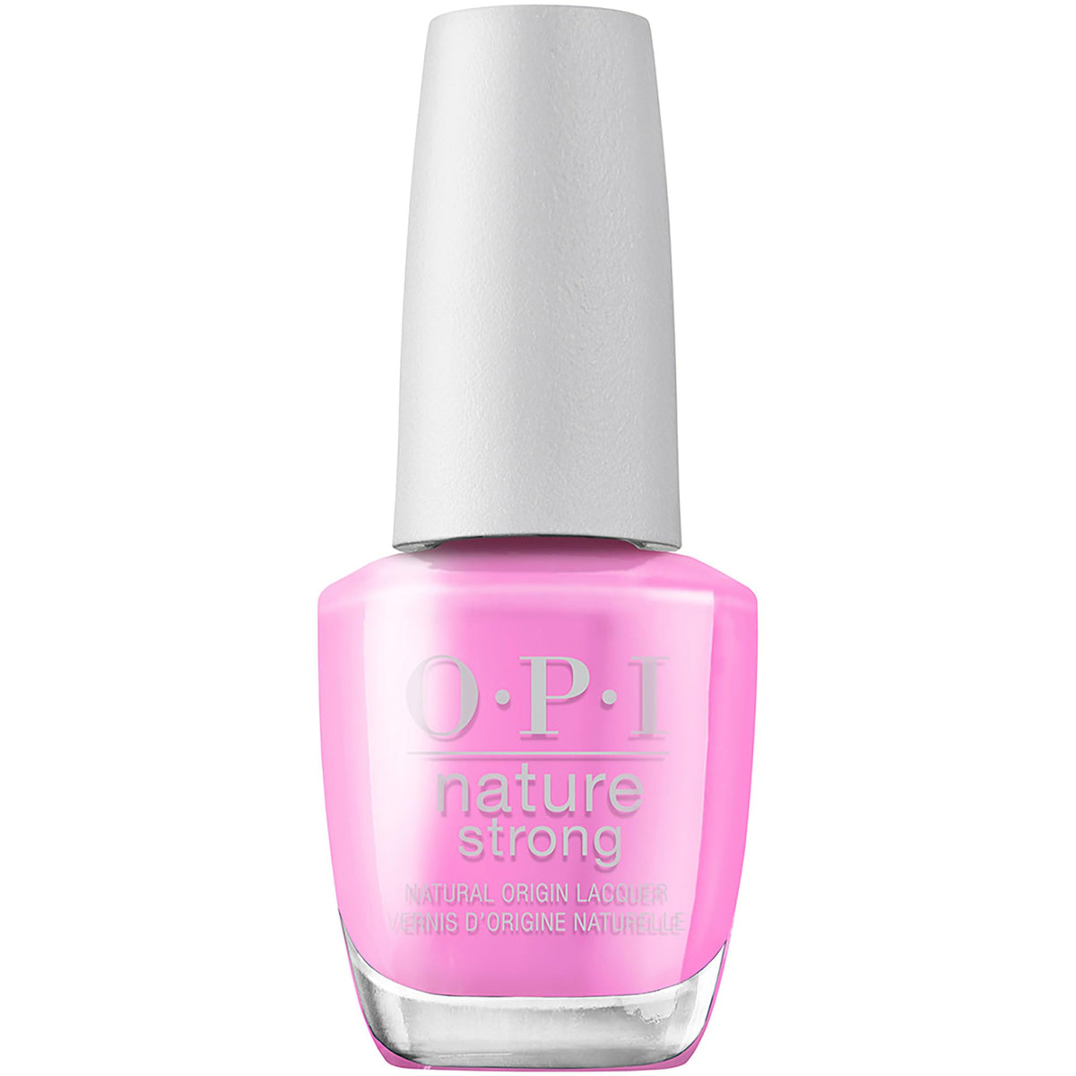 OPI Nature Strong Emflowered front bottle showing bright pink color and clean branding benefit vibrant look