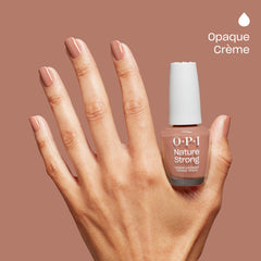 OPI swatch on fingertips showing opaque two-coat coverage benefit