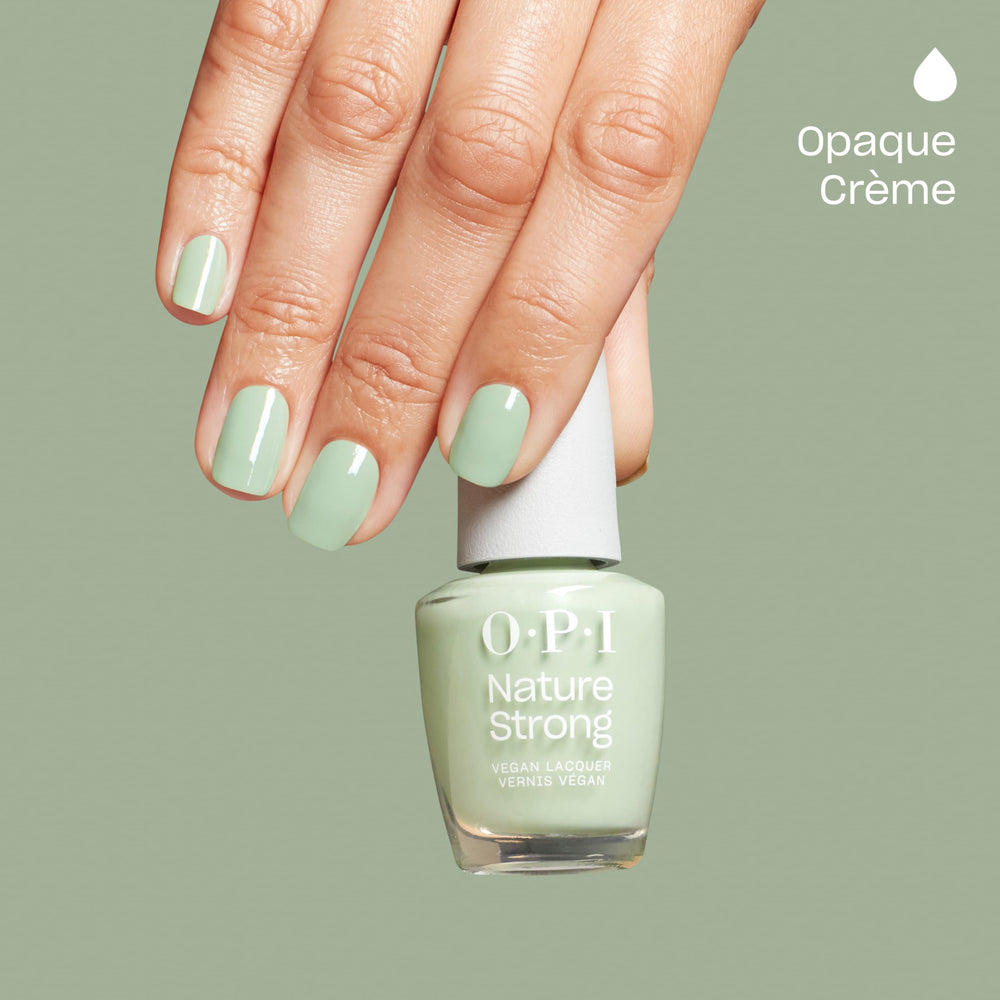 OPI texture closeup on nail showing crème finish and salon-quality shine benefit