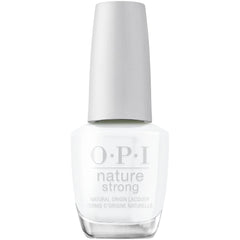 OPI bottle front view showing bright white crème and sustainable design benefit