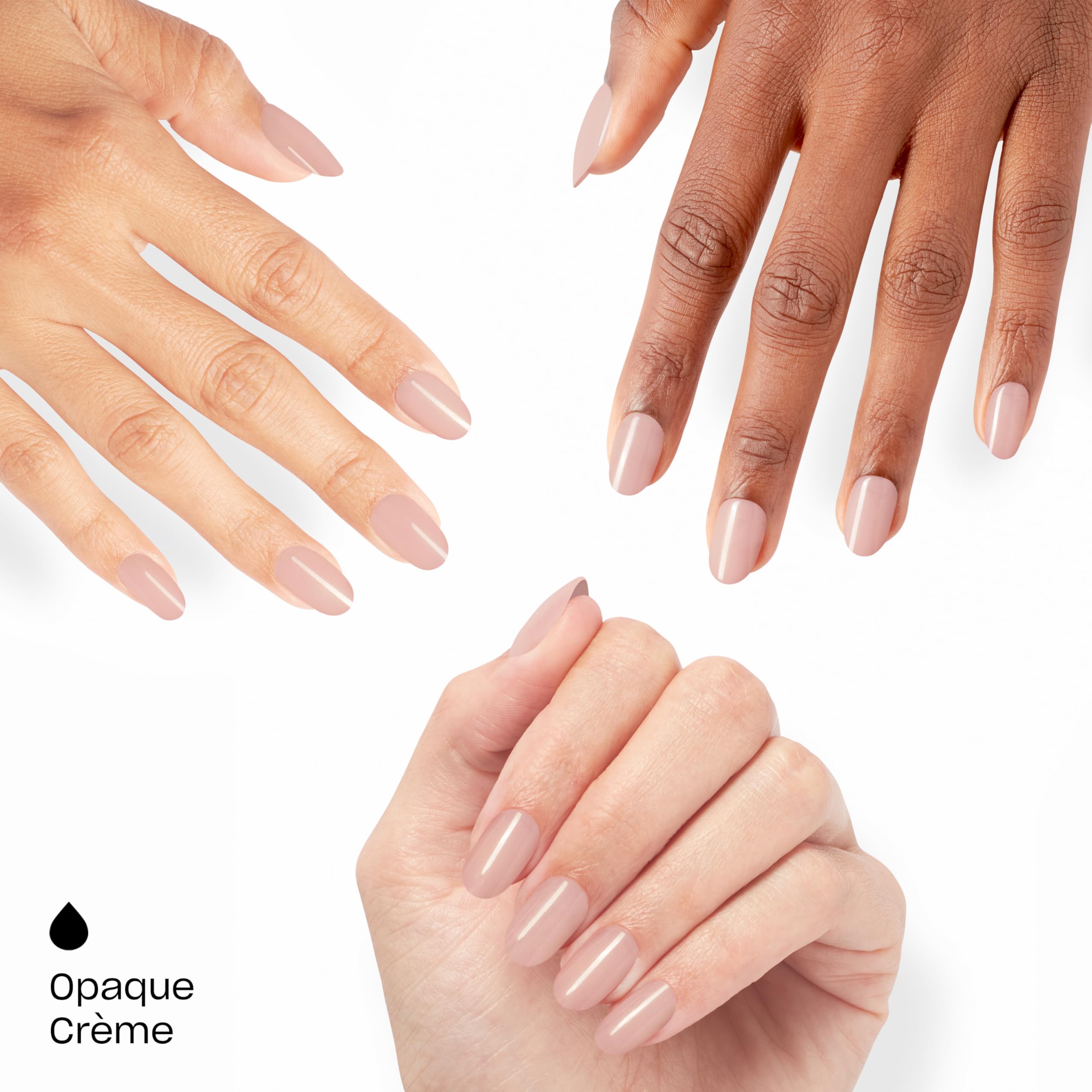 OPI on point hands applying a press-on nail demonstrating easy application