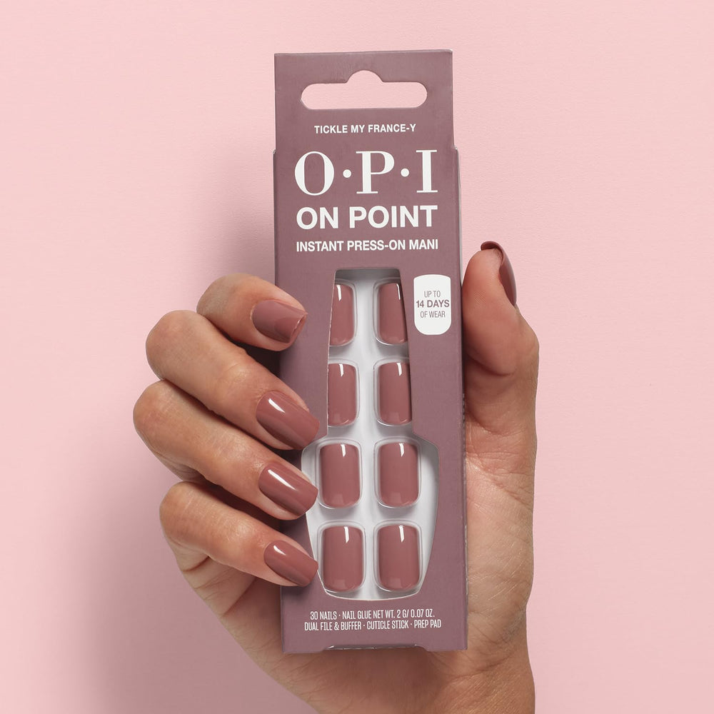 OPI On Point 24 nail tips arranged by size, brand highlighting custom fit options for each nail