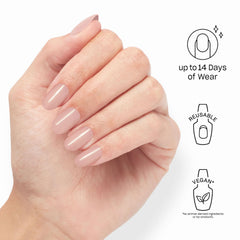 OPI on point close-up of a single nail tip revealing smooth neutral finish