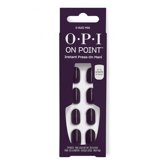 OPI front packaging showing O Suzi Mio nails and included glue for easy application