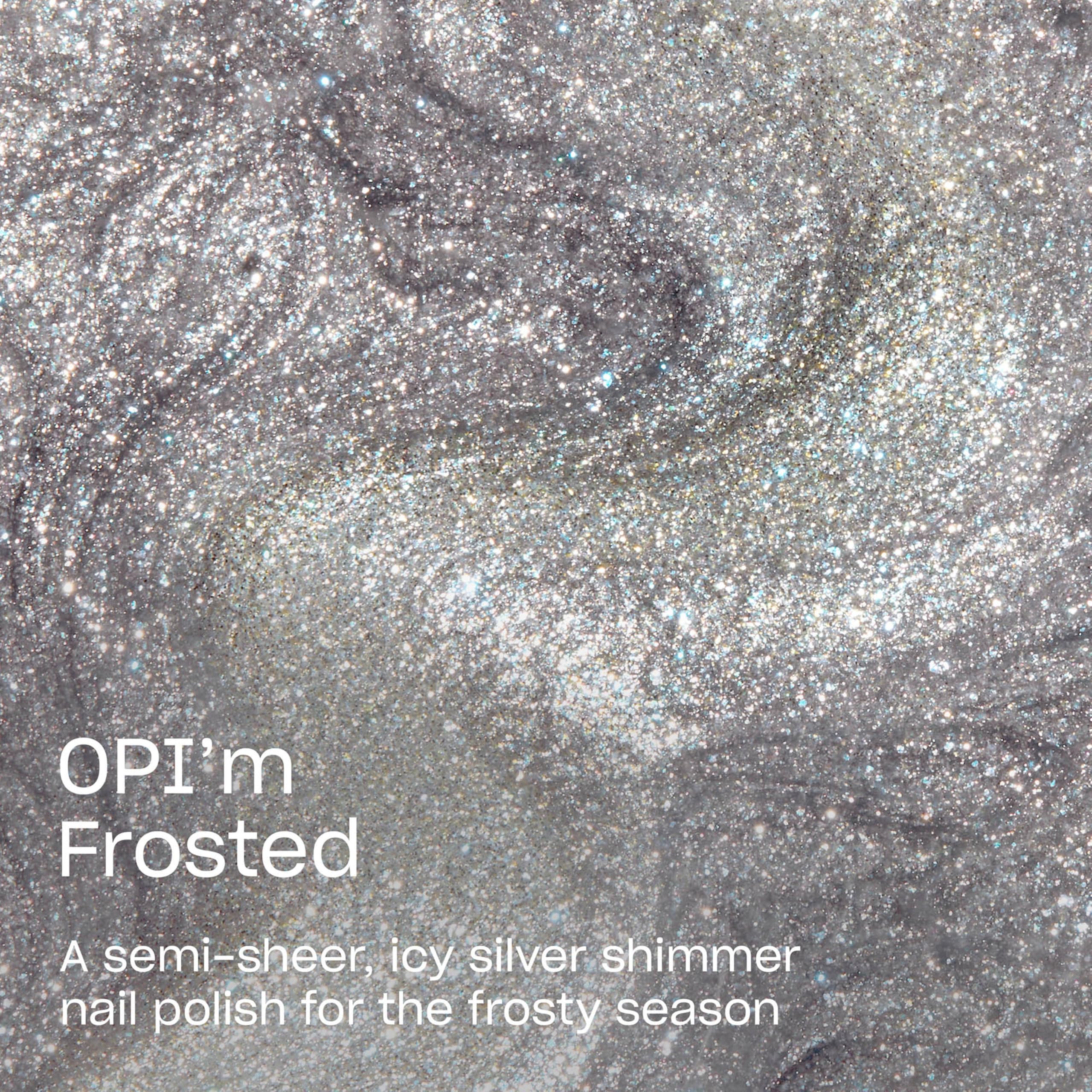 OPI OPI’m Frosted brush stroke illustrating smooth application and even coverage benefit