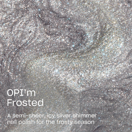 OPI OPI’m Frosted brush stroke illustrating smooth application and even coverage benefit