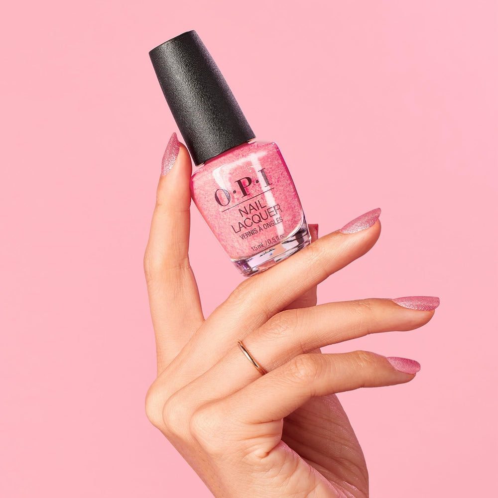 OPI Pixel Dust on manicure in lifestyle setting showcasing long-lasting shine and style