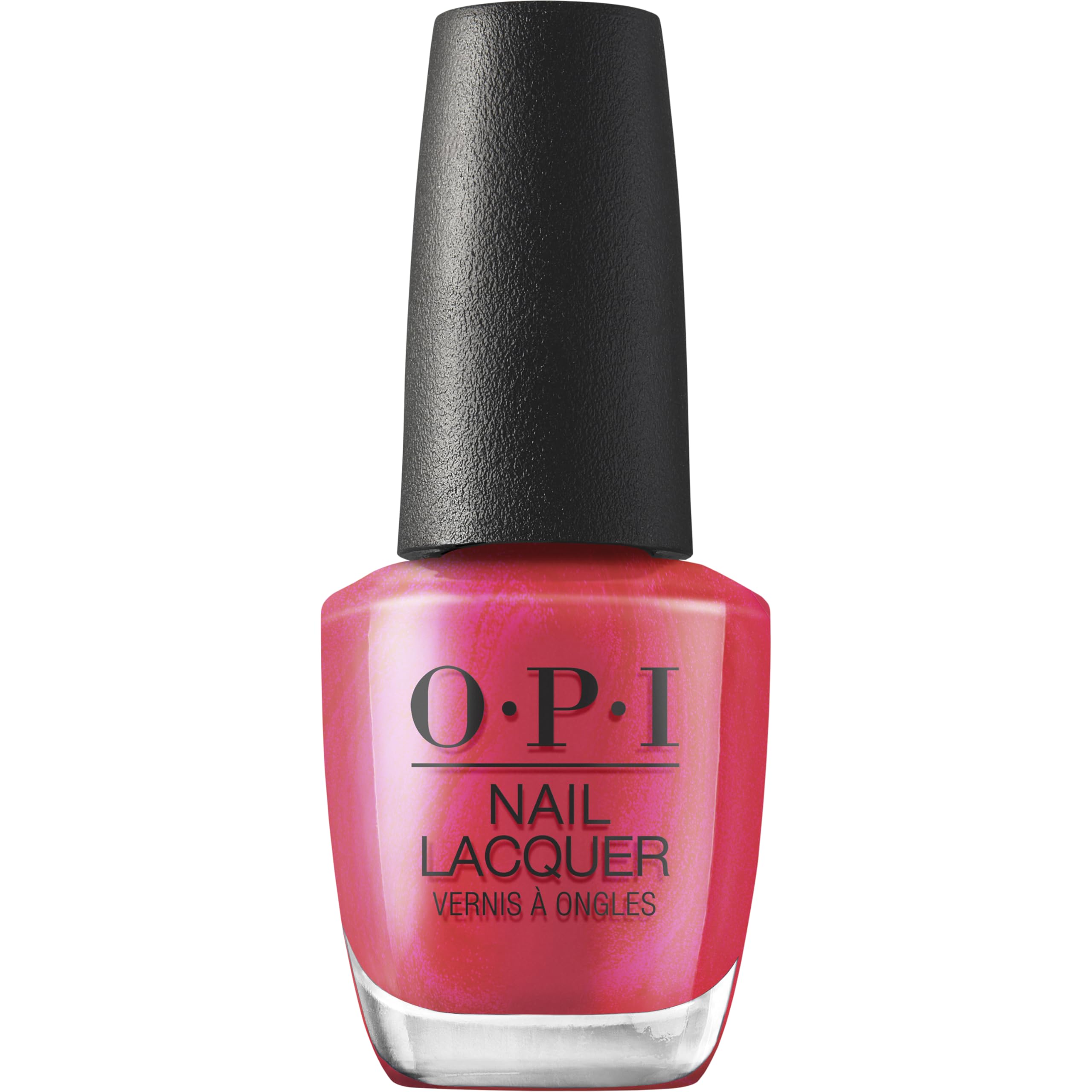 OPI Pompeii Pink bottle front view showing bright shimmer finish benefit