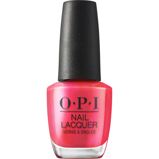 OPI Pompeii Pink bottle front view showing bright shimmer finish benefit