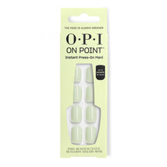 OPI bright green press-on front packaging showing full set benefit