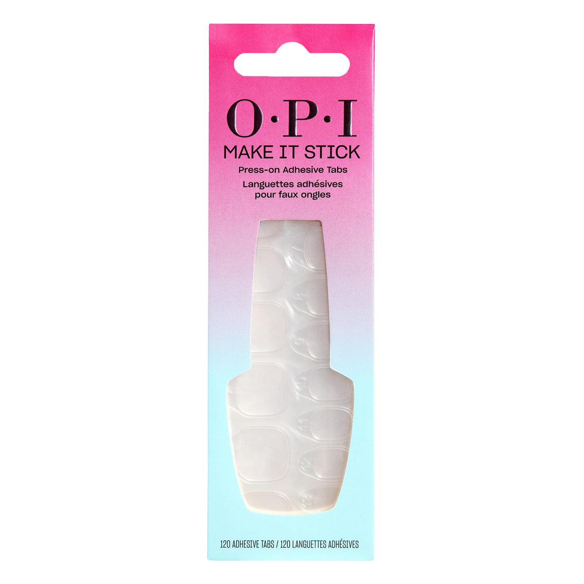 OPI front packaging view showing tabs and easy quick application benefit