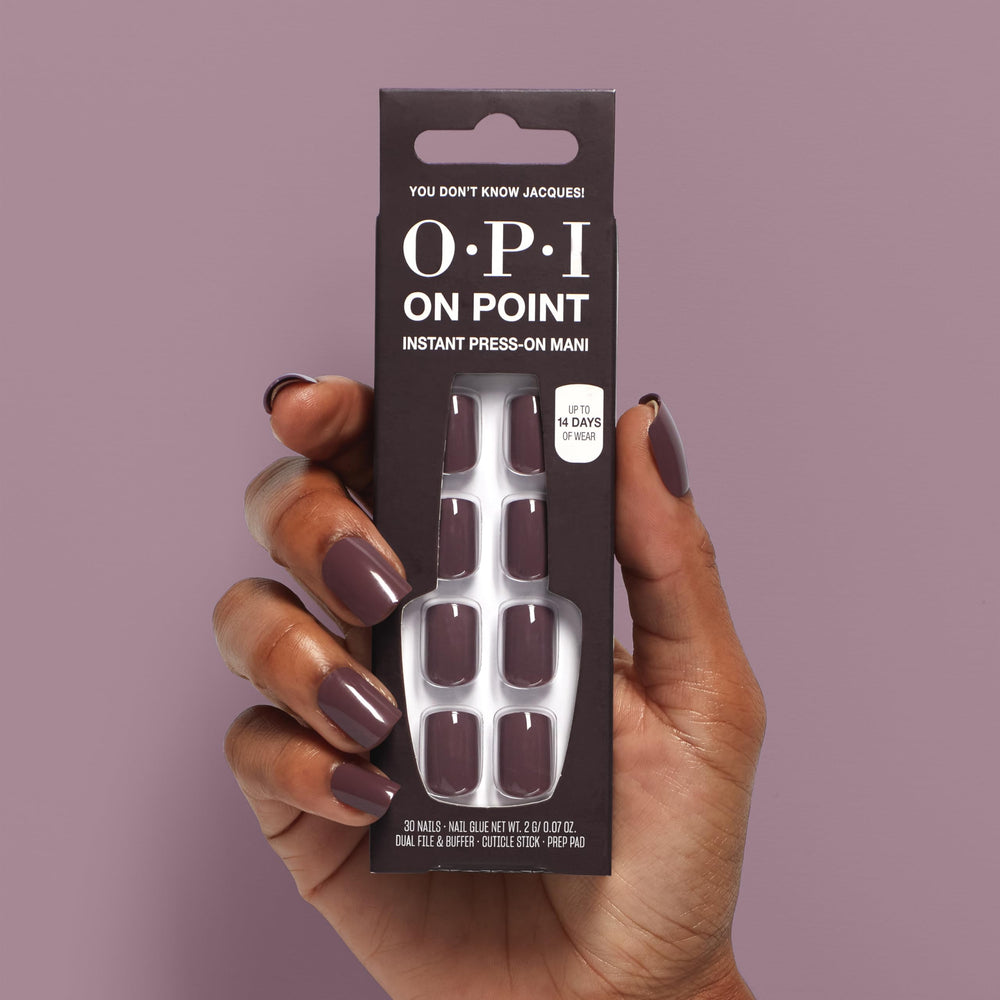OPI press-on nails worn in lifestyle scene offering polished style