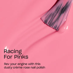 OPI brush stroke detail demonstrating Racing for Pinks smooth coverage benefit