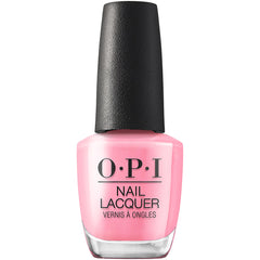 OPI bottle front view showing Racing for Pinks shade and glossy finish benefit