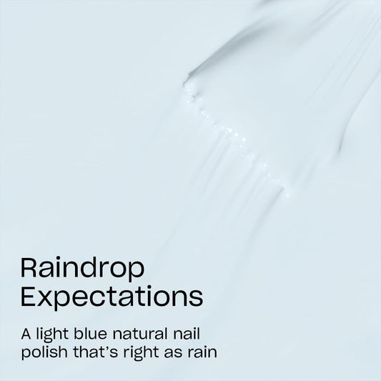 OPI Raindrop Expectations brush stroke on paper highlighting smooth application benefit