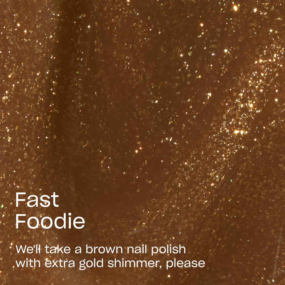 OPI Fast Foodie swatch on skin highlighting opaque shimmer and even coverage