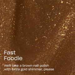 OPI Fast Foodie swatch on skin highlighting opaque shimmer and even coverage