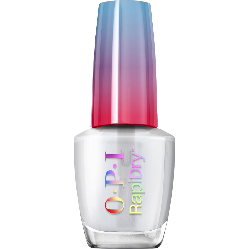 OPI RapiDry front bottle showing label and glossy clear finish benefits