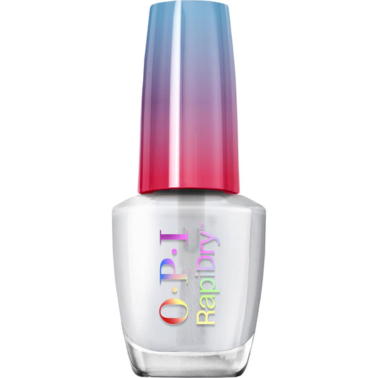 OPI RapiDry front bottle showing label and glossy clear finish benefits