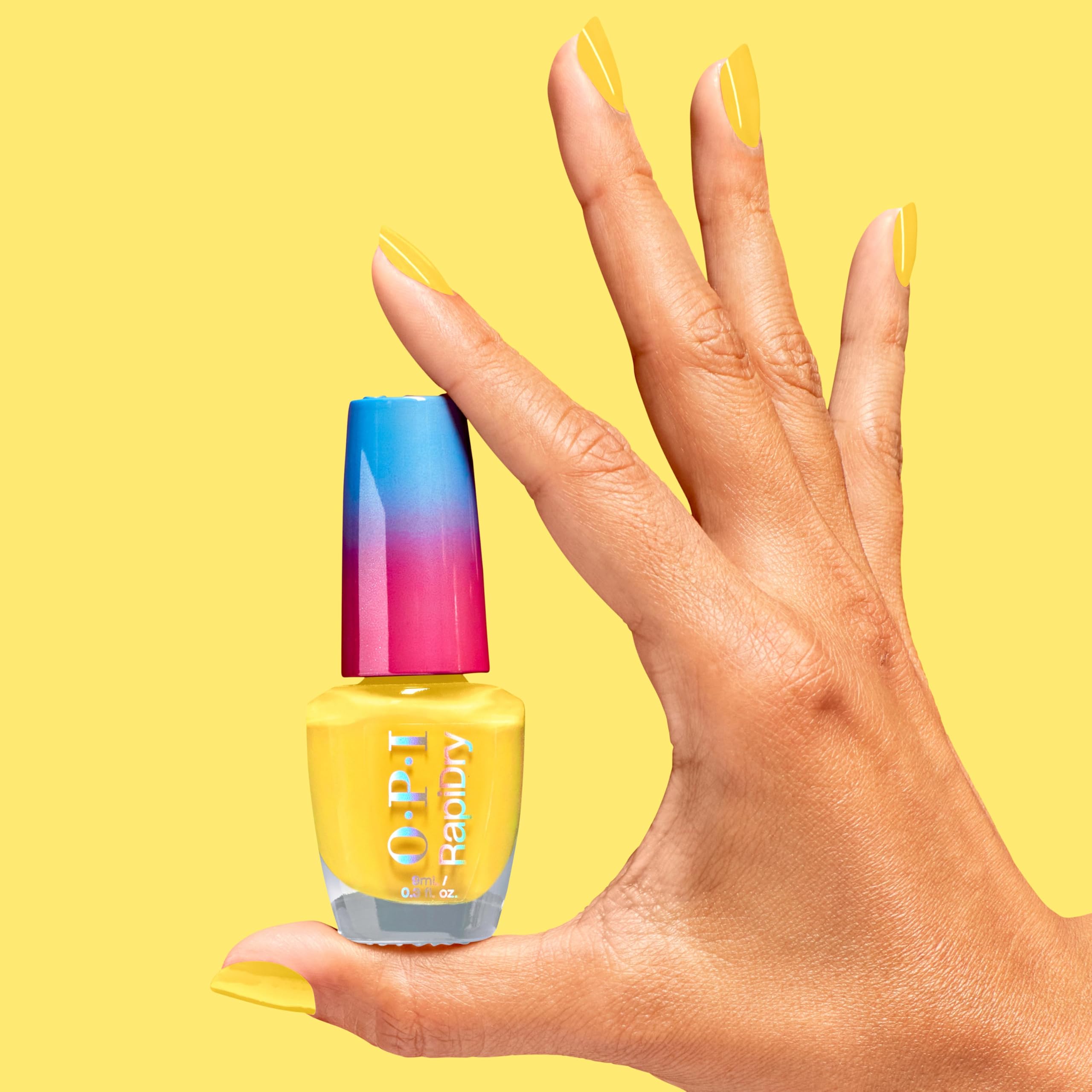 OPI polish being applied to fingernail demonstrating fast-dry, smooth finish