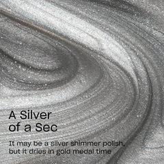 OPI silver swatch on fingertips demonstrating opaque metallic coverage benefit