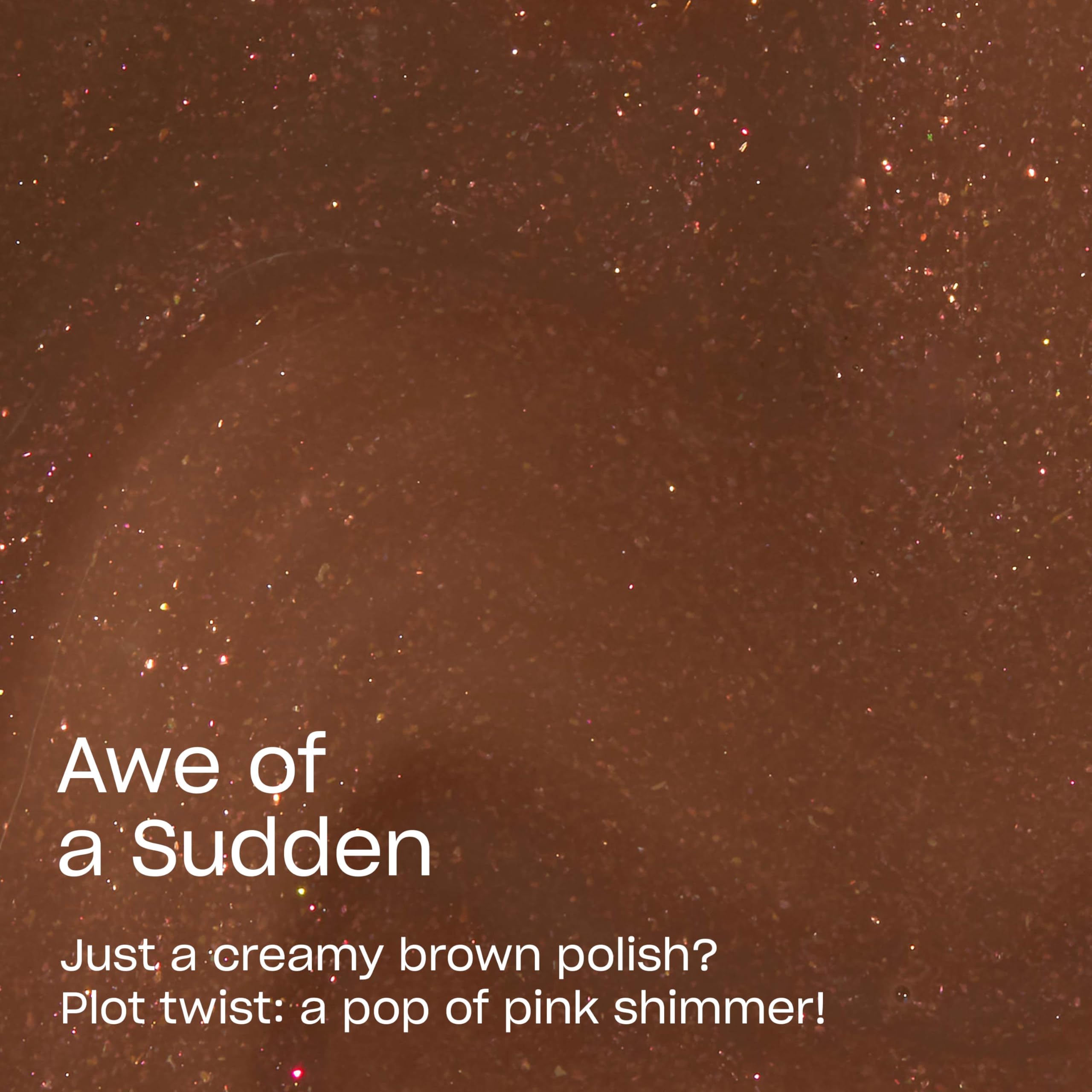 OPI swatch on skin revealing brown base and pink shimmer benefit visible depth