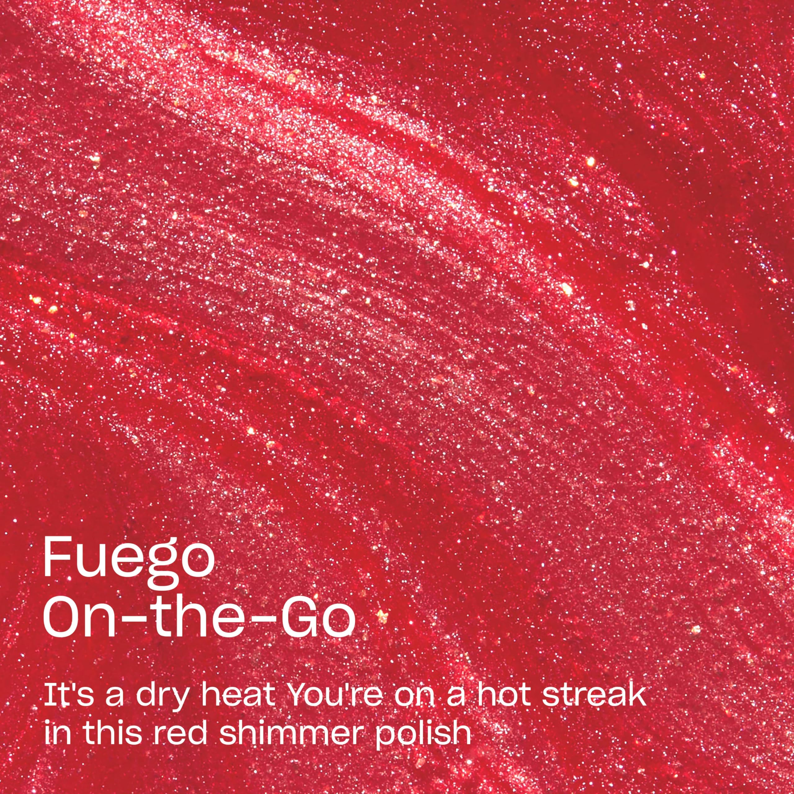 OPI RapiDry Fuego color swatch on nail wheel showing opaque coverage benefit