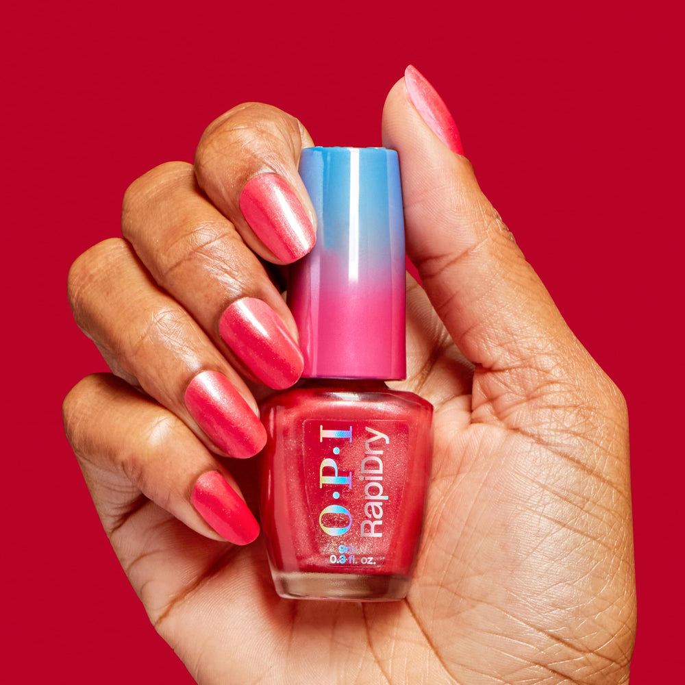 OPI RapiDry Fuego polish texture close-up showing smooth shimmer for high-gloss shine