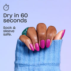 Hand painted with Screen-Grab Green on a desk illustrating quick-dry convenience benefit
