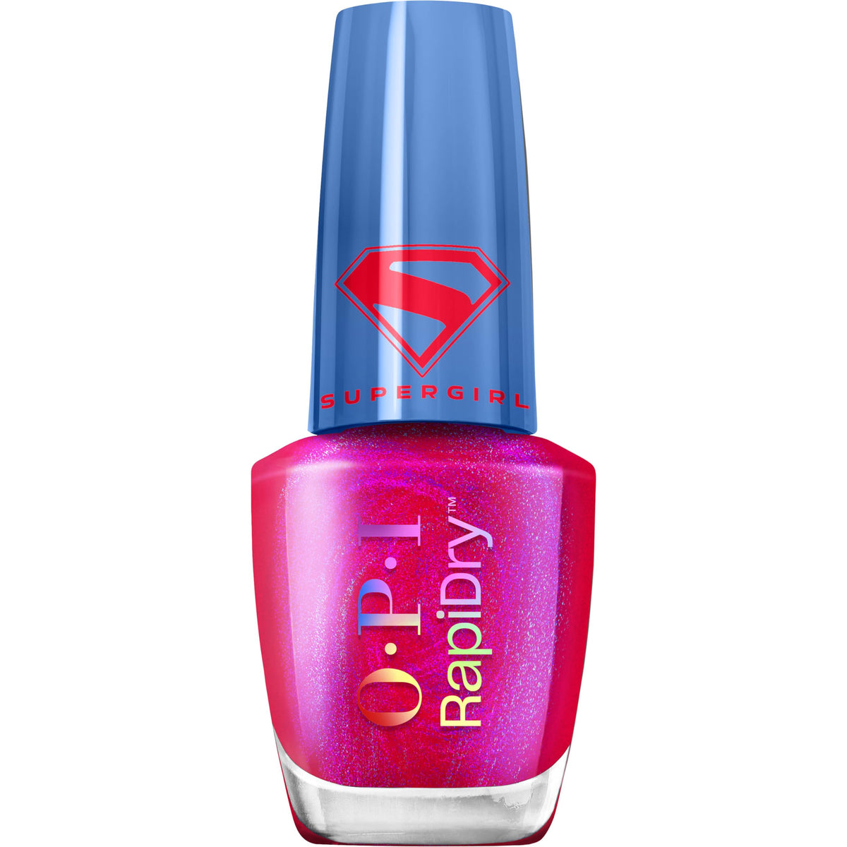 OPI Solar Crush bottle front showing hot pink shade and quick-dry benefit